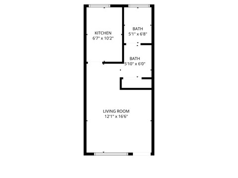 Floor plan for studio, 1 bath, 450 sqft